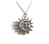 KJBDQQH Girocollo Punk Necklace Charm Celestial Jewelry Dainty Love Friendship Soulmate Statement Punk Pendant Women Men per Uso Quotidiano(70cm_Silver Plated)