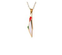 KJBDQQH Girocollo Punk Palestine Map Flag Pendant Necklace for Women Men Stainless Steel Map Geography Necklace Choker Chain Jewelry Wholesale per Uso Quotidiano(50cm_Gold)
