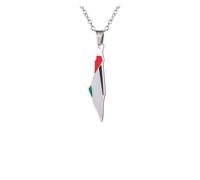KJBDQQH Girocollo Punk Palestine Map Flag Pendant Necklace for Women Men Stainless Steel Map Geography Necklace Choker Chain Jewelry Wholesale per Uso Quotidiano(60cm_Silver)