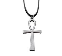 KJBDQQH Girocollo Punk Pendant Cross Egyptian Ankh Necklace Choker Charm Black Leather Cord Factory Price Handmade Jewelry per Uso Quotidiano