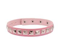 KJBDQQH Girocollo Punk Punk Rock Black Leather Choker Square Rivet Stud Collar Necklace for Women Men Girls Gothic Jewelry Cosplay per Uso Quotidiano(Pink)