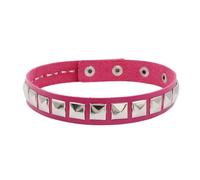 KJBDQQH Girocollo Punk Punk Rock Black Leather Choker Square Rivet Stud Collar Necklace for Women Men Girls Gothic Jewelry Cosplay per Uso Quotidiano(Rose Red)
