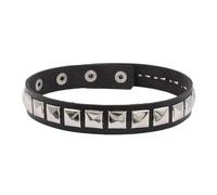 KJBDQQH Girocollo Punk Punk Rock Black Leather Choker Square Rivet Stud Collar Necklace for Women Men Girls Gothic Jewelry Cosplay per Uso Quotidiano(Black)