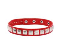 KJBDQQH Girocollo Punk Punk Rock Black Leather Choker Square Rivet Stud Collar Necklace for Women Men Girls Gothic Jewelry Cosplay per Uso Quotidiano(Red)