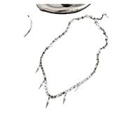 KJBDQQH Girocollo Punk Rivet Necklace for Man Woman Titanium Steel Cone Pendant Sweater Chain Choker Jewelry Punk Male Cool Accessories per Uso Quotidiano(A Long)
