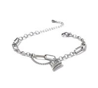 KJBDQQH Girocollo Punk Romantic Heart Pendant Necklace for Women Stainless Steel Texture Choker Necklace Anniversary per Uso Quotidiano(1472 Bracelet Steel)