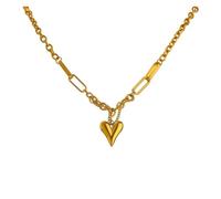 KJBDQQH Girocollo Punk Romantic Heart Pendant Necklace for Women Stainless Steel Texture Choker Necklace Anniversary per Uso Quotidiano(1595 Necklace Gold)