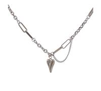 KJBDQQH Girocollo Punk Romantic Heart Pendant Necklace for Women Stainless Steel Texture Choker Necklace Anniversary per Uso Quotidiano(1595 Necklace Steel)