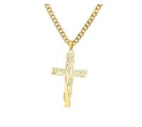 KJBDQQH Girocollo Punk Stainless Steel Jesus Cross Necklace for Women Men Color Caravaca Angels Crucifix Charm Choker Rapper Jewelry per Uso Quotidiano(N04135G-4)