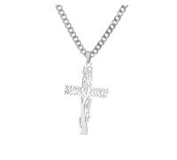 KJBDQQH Girocollo Punk Stainless Steel Jesus Cross Necklace for Women Men Color Caravaca Angels Crucifix Charm Choker Rapper Jewelry per Uso Quotidiano(N04135P-4)