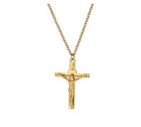 KJBDQQH Girocollo Punk Stainless Steel Jesus Cross Necklace for Women Men Color Caravaca Angels Crucifix Charm Choker Rapper Jewelry per Uso Quotidiano(N02138G)