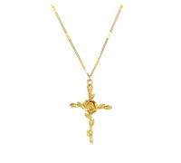 KJBDQQH Girocollo Punk Stainless Steel Jesus Cross Necklace for Women Men Color Caravaca Angels Crucifix Charm Choker Rapper Jewelry per Uso Quotidiano(N07081G)