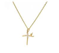 KJBDQQH Girocollo Punk Stainless Steel Jesus Cross Necklace for Women Men Color Caravaca Angels Crucifix Charm Choker Rapper Jewelry per Uso Quotidiano(N04713G)
