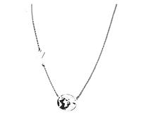 KJBDQQH Girocollo Punk Stainless Steel Necklaces Airplane Globe Map Traveler Pendants Choker Chains Charms Male Necklace for Women Jewelry per Uso Quotidiano(45cm_Silver)