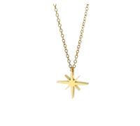 KJBDQQH Girocollo Punk Stainless Steel Necklaces Gothic Polaris Star Pendant Gothic Accessories Chain Choker Male Necklace for Women Jewelry Party per Uso Quotidiano(Gold)