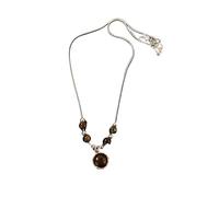 KJBDQQH Girocollo Punk Vintage Leather Brown Stone Pendant Necklace Stacking Choker Temperament Clavicle Chain for Women Girl per Uso Quotidiano(Color 04)