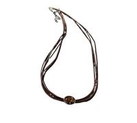 KJBDQQH Girocollo Punk Vintage Leather Brown Stone Pendant Necklace Stacking Choker Temperament Clavicle Chain for Women Girl per Uso Quotidiano(Color 05)