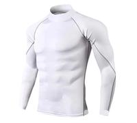 KJBDQQH Maglia Ciclismo Uomo Maglia Termica Elastica da Uomo, Canottiere a Compressione per Running Traspirante(White Gray Line,4XL)