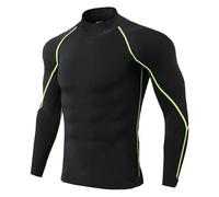 KJBDQQH Maglia Ciclismo Uomo Maglia Termica Elastica da Uomo, Canottiere a Compressione per Running Traspirante(Black Green Line,XXL)