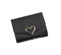KJBDQQH Portafoglio da Donna Portafoglio da donna Corto a forma di cuore Tre pieghe Borsa multi slot for carte Zero portamonete(Black)