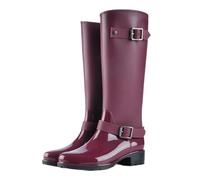 KJBDQQH stivali da pioggia da donna Stivali alti da donna in stile punk con cerniera, in gomma, di colore puro, for la pioggia e l'acqua(Wine red,39)