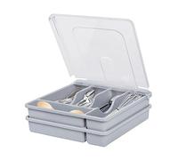 KJCQGQTZ Doppio strato porta posate cucina cassetto, Espandibile Organizzatore cassetti posate 10 scomparti cassetti cucina, Portaposate Organizer cassetti utensili Vassoi posate,Grey 2 layers