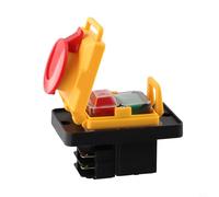 KJD12 - Interruttore a pulsante magnetico a 4 poli, 16 A, 250 V, IP54, impermeabile, con funzione di spegnimento di emergenza per torni e utensili elettrici industriali, giallo, nero