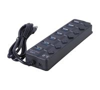 KJDKNC Adattatore USB 3.0 con 7 porte di alimentazione con singoli interruttori e luci per unità lampeggianti PC laptop console di gioco