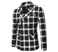 KJDWJKJRF Sakko - Giacca sportiva da uomo, con camicia, blazer, da uomo, colore nero, giacca estiva in lino, con bottoni, scollo a U, con paillettes, C nero., XL