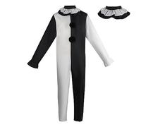 KJDWJKJRF Terrier Costume per adulti cosplay terrificer clown Costume Halloween Notte Killer Terror Scary Clown Tuta Tuta Abbigliamento Costume Carnevale Compleanno Masquerade Party Abbigliamento Nero