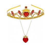 KJDYQ Evie Crown Descendants Inspired Tiara e collana Regina di Cuori, set di gioielli con ciondolo rosso e corona a cuore per lei accessori per travestimento di Halloween di piccole dimensioni