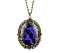 KJFB Orologio da tasca Vintage Piccolo Quadrante Ovale 12 Costellazioni Serie Tema Quarzo Orologio da Tasca Collana Donna Orologi Zodiaco Orologio Regali di Compleanno (Colore: Sagittario)