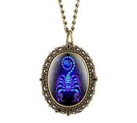 KJFB Orologio da tasca vintage piccolo quadrante ovale 12 costellazioni serie tema quarzo orologio da tasca collana donna orologi zodiacali orologio regalo di compleanno (colore: Scorpione)