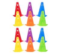 KJHBV 12 Pezzi Coni da Allenamento per Calcio Resistenti alla Deformazione Esagonali da 23cm in PE con Fori Integrati Facili da Montare e Raccogliere di Colore Casuale per Campi Indoor