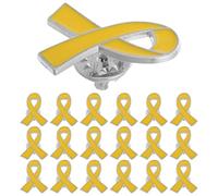 KJHBV 20 Pezzi Spille Distintivo Nastro Giallo per Sensibilizzazione Cancro al Seno in Lega di Zinco Design a Fiocco, Affidabili e Promemoria Costante per Incontri Sociali