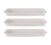 KJHBV 3 Pezzi Sottovaso Rettangolare, Plastico Bianco Antiscivolo | Base per Fioriera, Resistentela Caduta e Sole, per Piante e Davanzale