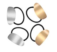 KJHBV 4 Pezzi Elastici per Chioma Donna in Metallo e Fibra Argento e Oro, Forma Allungata Lucida Finitura Speciale, Accessori per Chioma Eleganti per Molte Occasioni