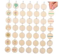 KJHBV 50 Pezzi Calendario Didattico in Legno Rotondo per Decorazioni Casa e Accessori Diy, Materiale Legno e Ferro, come Supporto Fotografico per Forniture Didattiche