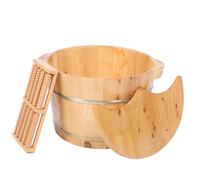 KJHBV Bacino per Piedi in Legno di Cedro Coperchio e Massaggiatore, Grande Capacità, Facile da Pulire, Vasca per Pediluvio Domestico Invernale Riscaldante