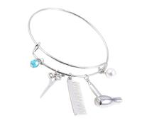 KJHBV Bracciale Elegante Comodo da Indossare in Lega Argento Pendenti Phon, Forbici e Pettine come Regalo la Giornata della Mamma per Parrucchiera