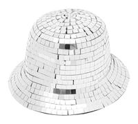 KJHBV Cappello da Pescatore a Palla da Discoteca Argento Larga Tesa, Cappello Western Mirrored Hat Chic per Vacanze Estive e Feste, Accessorio Cowgirl Fashionable