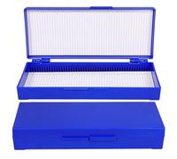 KJHBV Contenitore Porta Vetrini Blu 2 Pezzi per 50 Diapositive in Abs Coperchio a Ribalta Numerato per Sicurezza e Facile Conservazione in Laboratorio