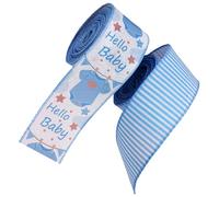 KJHBV Nastro in Juta Blu e Bianco Bordi Cablati, 2 Pezzi da 5 Yard Ciascuno, per Decorazioni Primo Compleanno e Regali Fai da Te