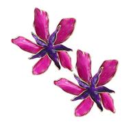 KJHBV Orecchini da Donna a Bottone a Forma di Fiore Smaltato Gocce di Olio, Set Leggero e Confortevole per Festa e Uso Quotidiano, Design Doppio Strato a Due Toni Rosa