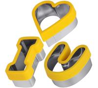 KJHBV Stampini Biscotti Lettere Giallo in Inossidabile Set 3 Facile da Pulire per Decorazioni Torta per Pasticceria Professionale