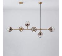 KJHFD 6 Leggero Moderno lampadario Sfera di Vetro del Nord Europeo per Soggiorno Sala da Pranzo Decorazione Artistica Ristorante Lampada a Sospensione Nera (Colore: corpi ottoni Ambra)