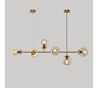 KJHFD 6 Leggero Moderno lampadario Sfere di Vetro Nord Europeo per Soggiorno Sala da Pranzo Decorazione Artistica Ristorante Lampada a Sospensione Nera (Colore: Gradiente del Corpo in Ottone)