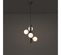 KJHFD Adjustable Height Chandelier with Clear Glass Globe, Vintage Mid-Century Style for Dining And Living Room (Size: Black, 9-Light)