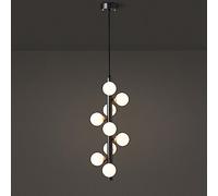 KJHFD Adjustable Height Chandelier with Clear Glass Globe, Vintage Mid-Century Style for Dining And Living Room (Size: Black, 9-Light)