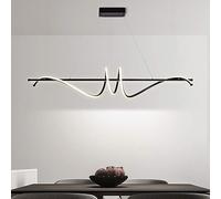 KJHFD Black Linear Lamandelier Island Light Dimmabile Dimmibile Moderno Minimalista Long Attuale LED Wave Farmhouse Lampada sospesa per Sala da Pranzo Cucina Soggiorno Ristorante bar/100 cm